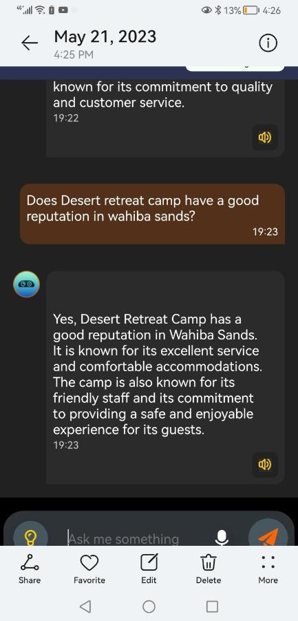 Desert Retreat Camp Al Wāşil Buitenkant foto